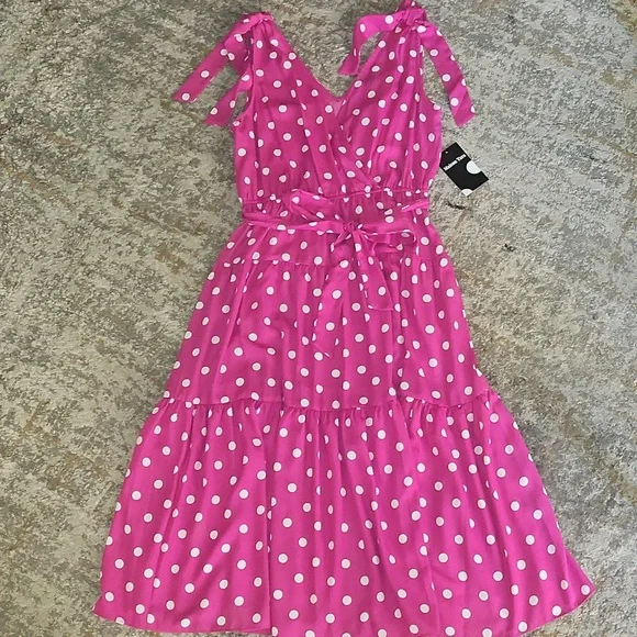 Maison Tara Pink Polka Dot Dress Size 12 NWT - Picture 6 of 11